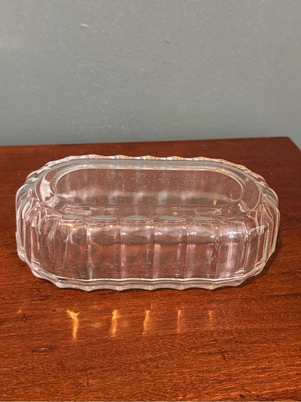 VTG Crown Corning Glass Works Centrix Covered Clear 2 Stick Butter Dish, Italy
